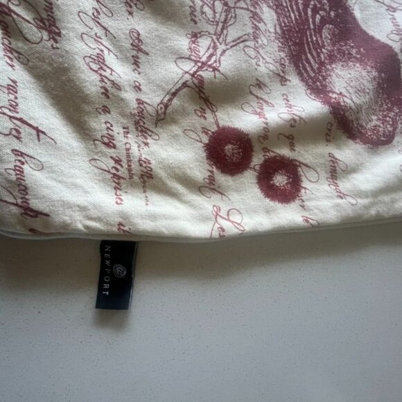 Newport Owl & Pheasant Linen Pillow Covers Set Of 2 20x20" French Script - Picture 4 of 4